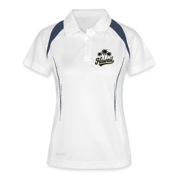 Hawaii Sommer Vibes mit Palmen und Meer - Frauen Polo atmungsaktiv - Weiß/Navy - Vorne