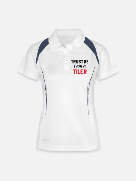 Believe me, I'm a tiler – professional experience - Women's Polo breathable - white/navy