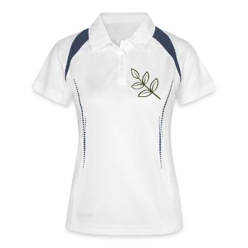 Art de lignes de feuilles - Polo respirant Femme - blanc/marine - Devant