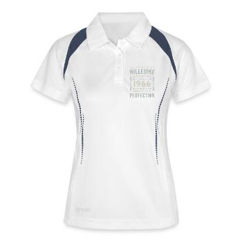 60-jähriges Jubiläum Vintage 1966 Partygeschenk - Frauen Polo atmungsaktiv - Weiß/Navy - Vorne