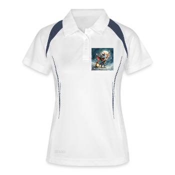 Bébé Dragon de la Nuit avec Horloge - Polo respirant Femme - blanc/marine - Devant