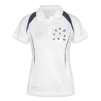 Bouldern Kletterwand - Frauen Polo atmungsaktiv - Weiß/Navy - Vorne