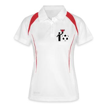 Ich liebe Fußball, ich liebe Fußball. Fußballfans/-liebhaber - Frauen Polo atmungsaktiv - Weiß/Navy - Vorne