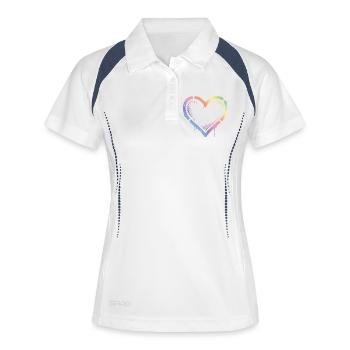 Herz Bunt Vintage - Frauen Polo atmungsaktiv - Weiß/Navy - Vorne