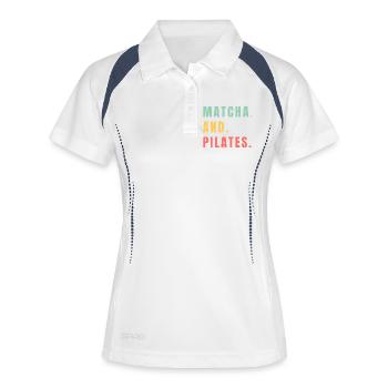MATCHA ET PILATES - Polo respirant Femme - blanc/marine - Devant