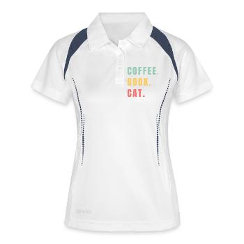 CHAT DU LIVRE CAFÉ - Polo respirant Femme - blanc/marine - Devant