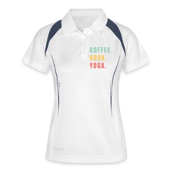 LIVRE CAFÉ YOGA - Polo respirant Femme - blanc/marine - Devant
