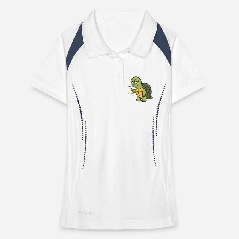 Langsame Schildkröte mit Papier Frauen Polo atmungsaktiv