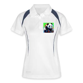 Panda - Frauen Polo atmungsaktiv - Weiß/Navy - Vorne