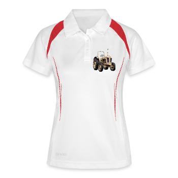 Illustration de tracteur vintage beige - Polo respirant Femme - blanc/marine - Devant