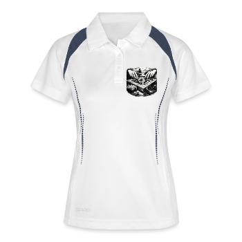 Go Brettspiel – Zen Strategie Illustration - Frauen Polo atmungsaktiv - Weiß/Navy - Vorne