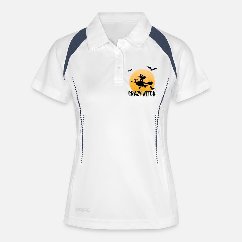 Witch on a broom over the moon - Women's Polo breathable - white/navy