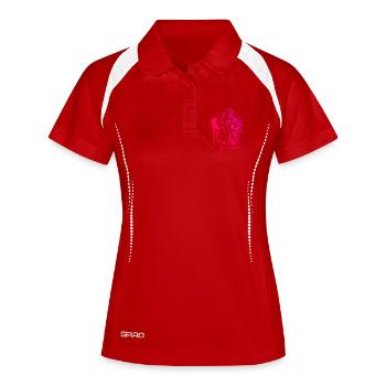 Cleanes Roadbike Artwork für Rennrad - Frauen Polo atmungsaktiv - Weiß/Navy - Vorne