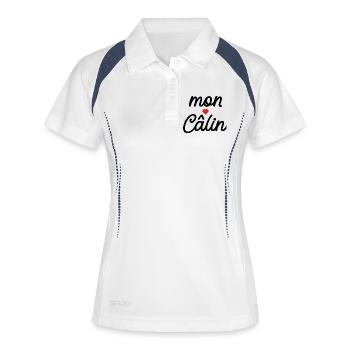 Mon Calin Script Rouge Cœur - Polo respirant Femme - blanc/marine - Devant