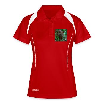 Fossa rare – Chasse silencieuse dans la forêt tropicale - Polo respirant Femme - blanc/marine - Devant