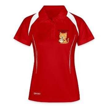 Chat Coffee Purrrfreunde - Polo respirant Femme - blanc/marine - Devant