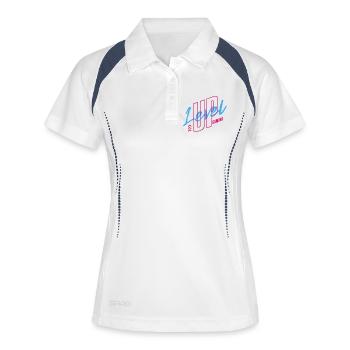 Logo Neon Retro Gaming Ambiance années 80 - Polo respirant Femme - blanc/marine - Devant