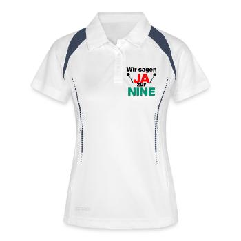 WIR SAGEN JA ZUR 9, 9 DARTER, PERFEKTES FINISH 180 - Frauen Polo atmungsaktiv - Weiß/Navy - Vorne