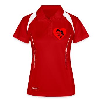 Valentine's Silhouette with Rose Heart Hearts Duo - Women's Polo breathable - white/navy - Front