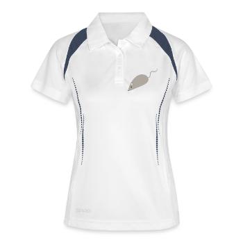 Croquis minimaliste de la souris grise - Polo respirant Femme - blanc/marine - Devant