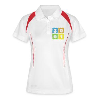 25. Écussons de Farbige du Geburtstag depuis 03/2001 - Polo respirant Femme - blanc/marine - Devant