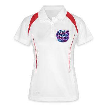 Ride the Vibe Neon 80s Palm - Frauen Polo atmungsaktiv - Weiß/Navy - Vorne