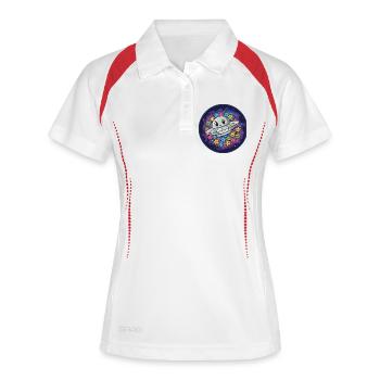 Kuscheliges UFO mit Sternenzauber - Frauen Polo atmungsaktiv - Weiß/Navy - Vorne