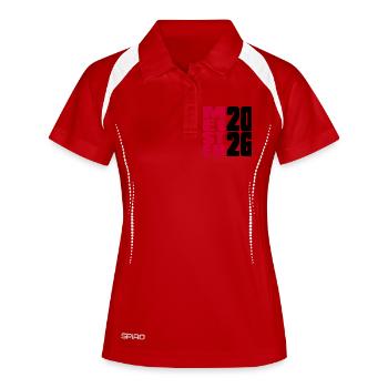 Meister 2026 Meisterschaft - Frauen Polo atmungsaktiv - Weiß/Navy - Vorne