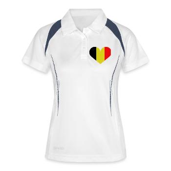 Belgische herzförmige Flagge - Frauen Polo atmungsaktiv - Weiß/Navy - Vorne
