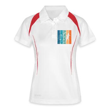 Geckos im Regenbogenstreifen - Frauen Polo atmungsaktiv - Weiß/Navy - Vorne