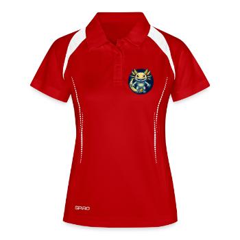 Axolotl Kawaii Maskottchen Cartoon Clipart Logo Abzeichen - Frauen Polo atmungsaktiv - Weiß/Navy - Vorne