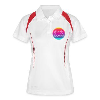 Braut-Mädels! Cool Neon Kreis Personalisierbar - Frauen Polo atmungsaktiv - Weiß/Navy - Vorne