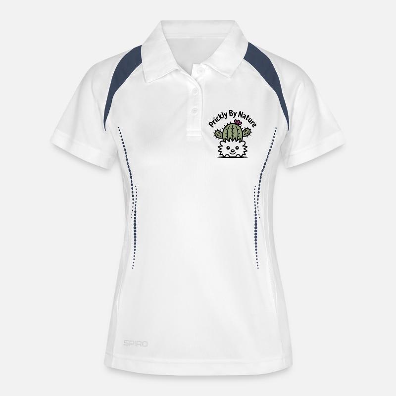 Cactus hedgehog with flower - Women's Polo breathable - white/navy