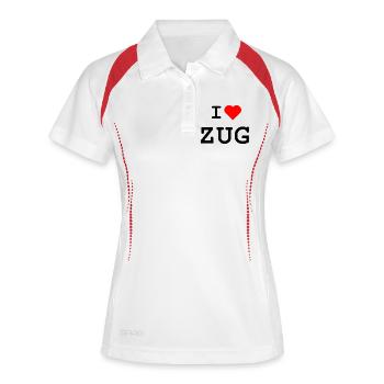 Ich liebe Zug - J’adore Zug - Polo respirant Femme - blanc/marine - Devant