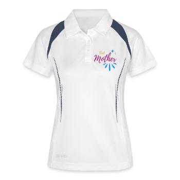 Meilleure Mother Typ avec Spark Speckle - Polo respirant Femme - blanc/marine - Devant
