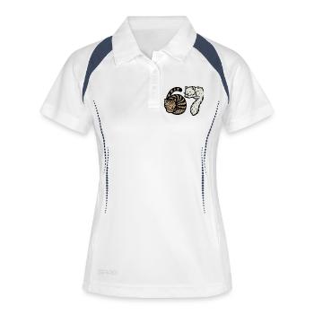 Des chats 'Six Seven' endormis - Polo respirant Femme - blanc/marine - Devant