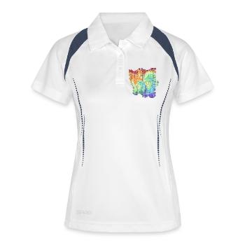 Art en grille tourbillonnant en couleur - Polo respirant Femme - blanc/marine - Devant