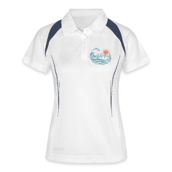 Sea Heart Line Shirt – Dolphin & Waves Motif - Women's Polo breathable - white/navy - Front