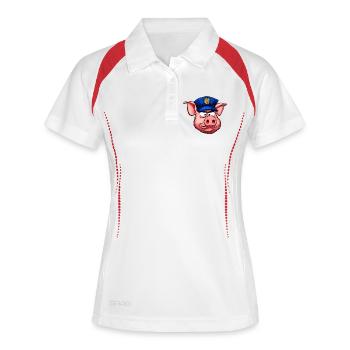 Polizist Schwein - Frauen Polo atmungsaktiv - Weiß/Navy - Vorne