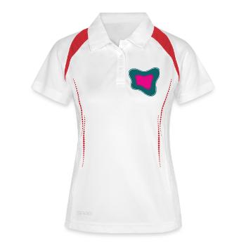 Abstraction rose sur fond teal - Polo respirant Femme - blanc/marine - Devant