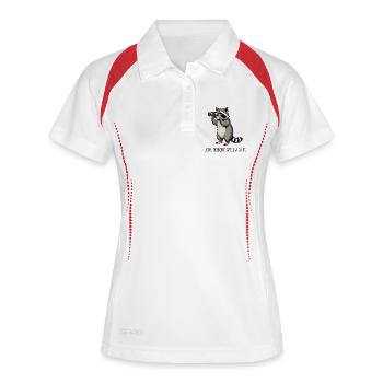 Look, Nobody Gives a Shit – Feral Waschbär - Frauen Polo atmungsaktiv - Weiß/Navy - Vorne