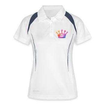 Couronne à l’aquarelle - Polo respirant Femme - blanc/marine - Devant