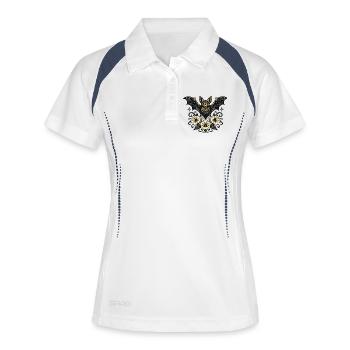 Nachtfledermaus Hibiskus - Frauen Polo atmungsaktiv - Weiß/Navy - Vorne