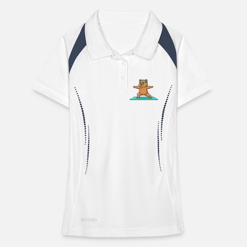 Yoga Bear Doing Warrior Pose Women's Polo breathable