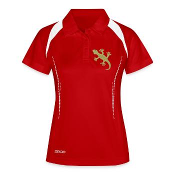 Motif de silhouette Gecko lime - Polo respirant Femme - blanc/marine - Devant