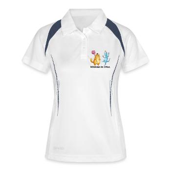 Zirkuskatzen Wunderwelt - Frauen Polo atmungsaktiv - Weiß/Navy - Vorne