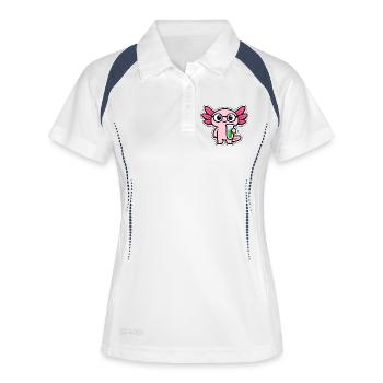 Petit Labbar avec ailes axolotl - Polo respirant Femme - blanc/marine - Devant