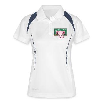 Vengeance de la dette Kawaii avec l’axolotl crayeux - Polo respirant Femme - blanc/marine - Devant