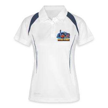 Hong Kong Skyline  - Frauen Polo atmungsaktiv - Weiß/Navy - Vorne