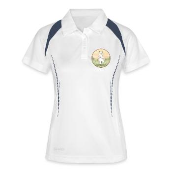 Yoga Llama Alpaca Doing Tree Pose - Women's Polo breathable - white/navy - Front